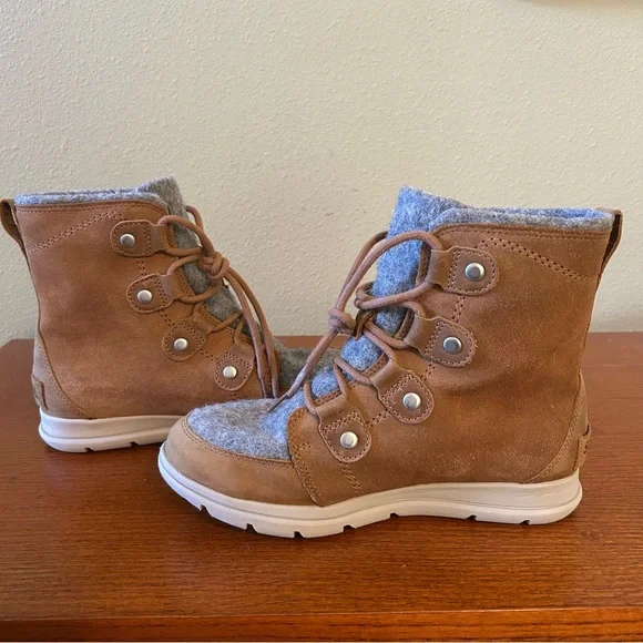 Sorel Explorer Joan Boots Women's 8 Tan and Grey Suede Waterproof Lace Up - Picture 4 of 9